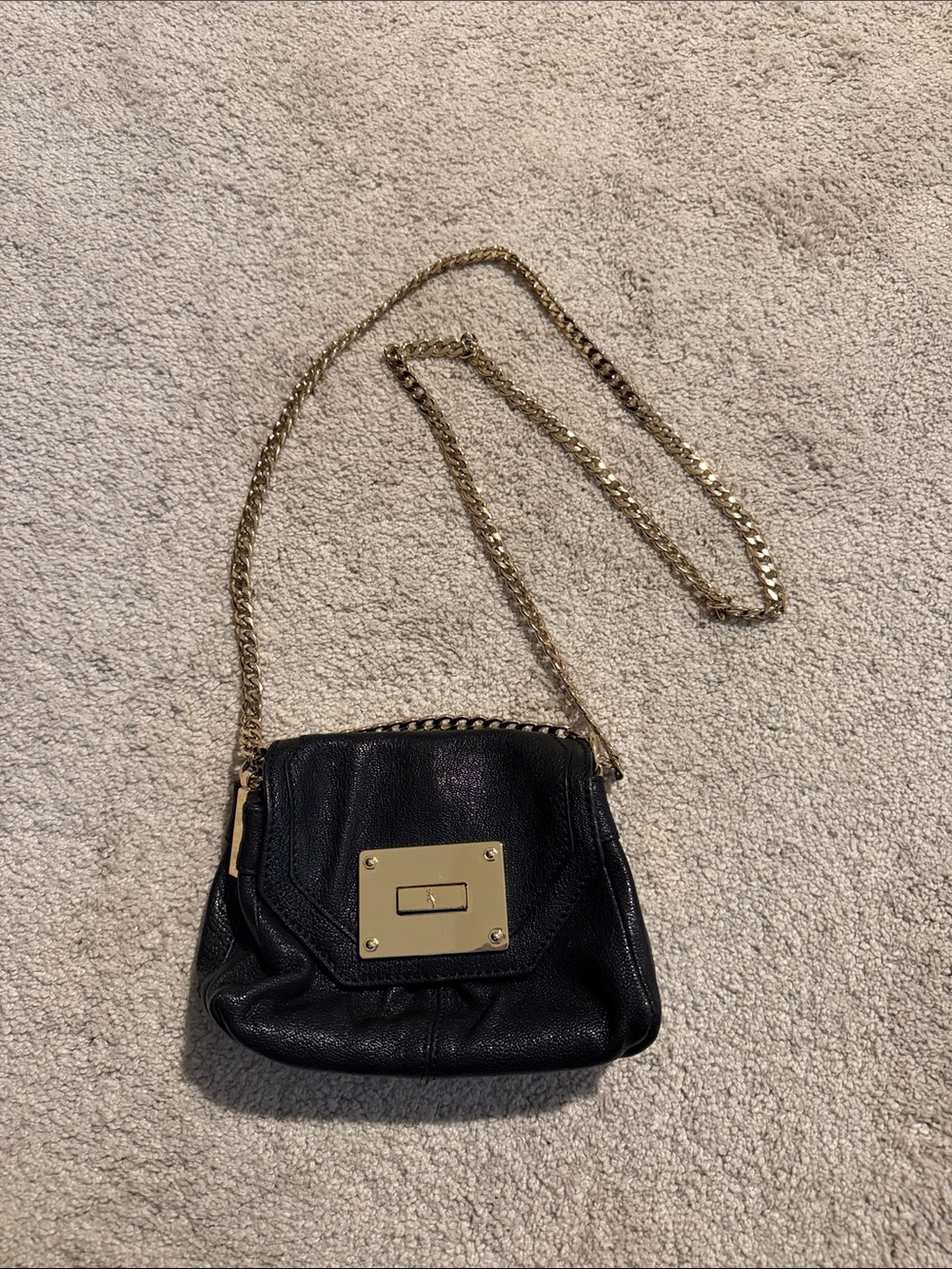 Kenneth Cole New York Black Crossbody with Gold Chain Strap
